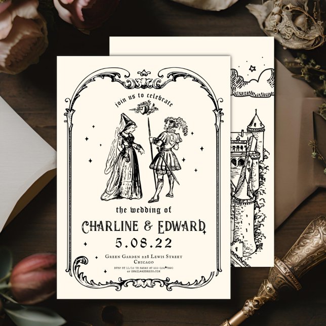 Fantasie Gravieren Kunst Mittelalterliche Hochzeit Einladung (Von Creator hochgeladen)