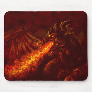 Fantasie-großer roter Drache-atmenfeuer Mousepad