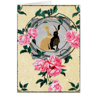 Fantasie-Hase-Hase-Rosen-romantische Collage