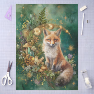 Fantasie Himmel Fuchs Kunst Collage Decoupage Seidenpapier