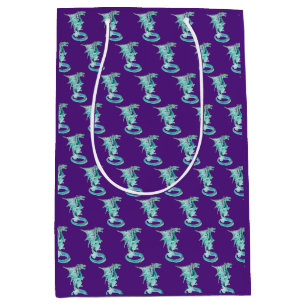 Fantasie Himmelblauer Drache – Lila Fabelwesen Mittlere Geschenktüte