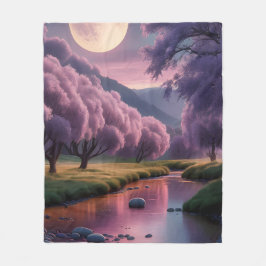 Fantasie-Illustration einer mondbeschienenen Fluss Fleecedecke