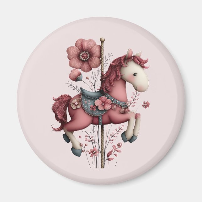 Fantasie Karussellpferd Bild Magnet (Vorne)