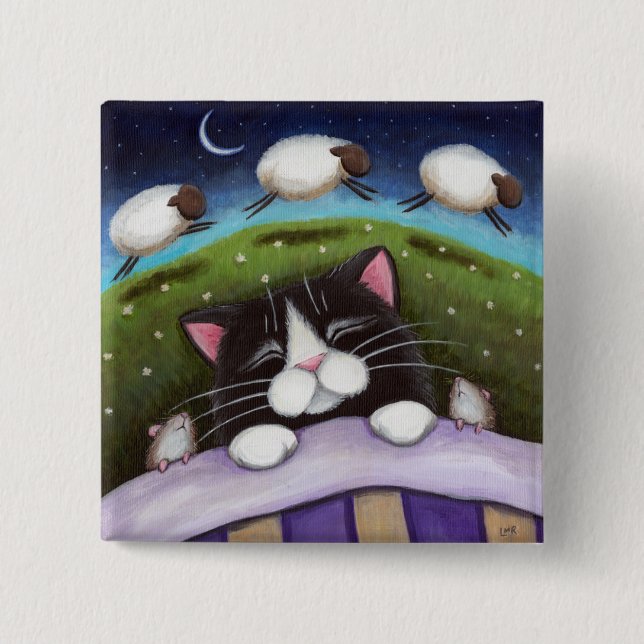 Fantasie-Katzen-und Mäusekunst Button (Vorderseite)