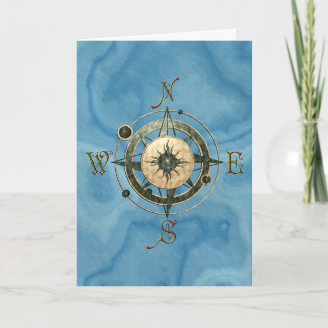 Fantasie (keltisch) Compass Design Karte (Vorderseite)