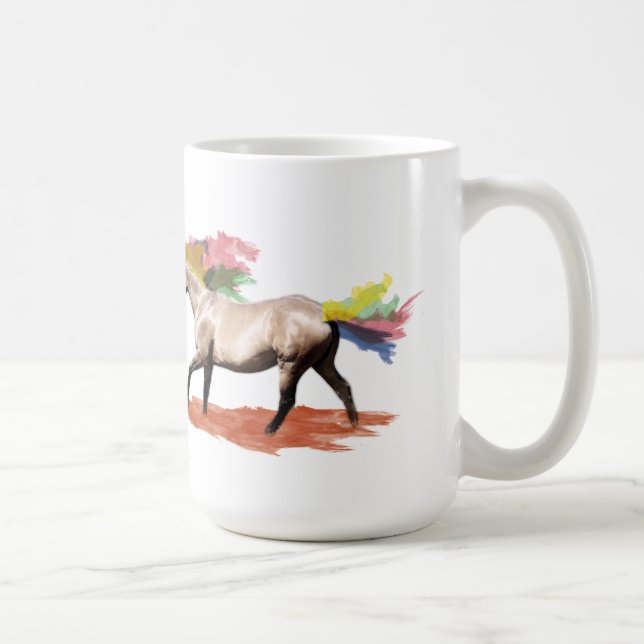 Fantasie-Kunst - Regenbogen-Pferd Kaffeetasse (Rechts)