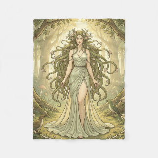 Fantasie-Lady in einem verzauberten Wald Fleecedecke