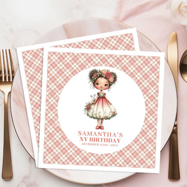 Fantasie Laune Fee Rosa Blumen 4. Geburtstag Serviette (Fantasy Whimsy Fairy Pink Flowers 4th Birthday Napkins)