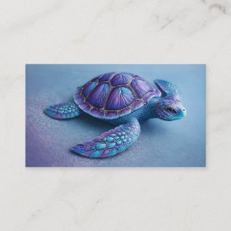 Fantasie-Meereschild Schildkröte in Blau und Lila, Visitenkarte