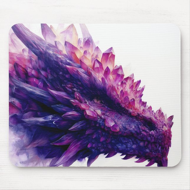 Fantasie Mystical Amethyst Crystal Dragon Beast Mousepad (Vorne)