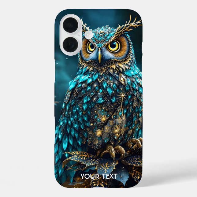 Fantasie Niedlich Brass Türkis Owl Case-Mate iPhone Hülle (Rückseite)