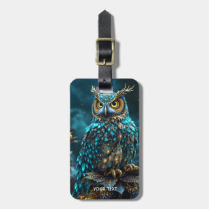 Fantasie Niedlich Brass Türkis Owl Gepäckanhänger