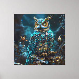 Fantasie Niedlich Brass Türkis Owl Leinwanddruck