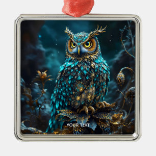 Fantasie Niedlich Brass Türkis Owl Ornament Aus Metall