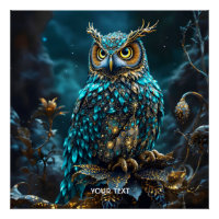 Fantasie Niedlich Brass Türkis Owl