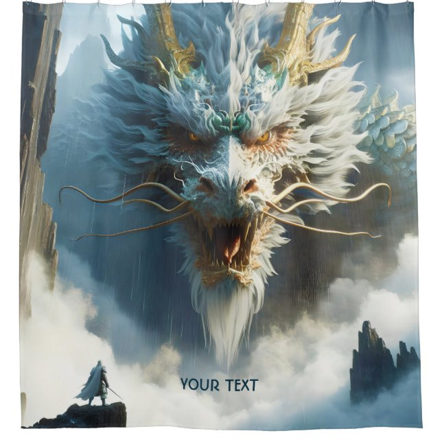 Fantasie Niedlich Großer Starker Drache Duschvorhang (Vorderseite)