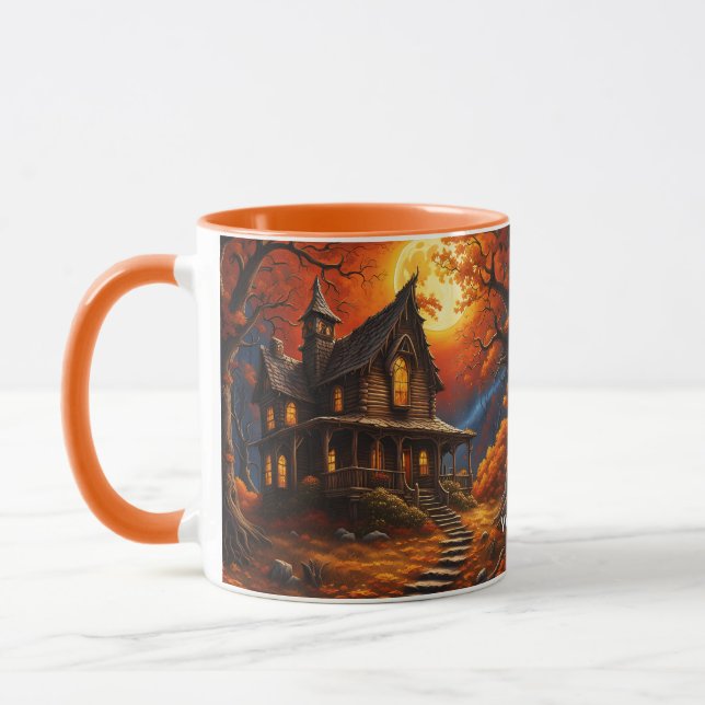 Fantasie Niedlich lebendig Alte Herbstkabine Tasse (Links)