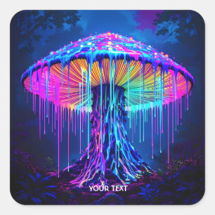 Fantasie Niedlich Mushroom Surreal Forest Quadratischer Aufkleber