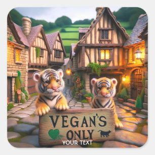 Fantasie Niedlich nur Veganer erlaubt Quadratischer Aufkleber