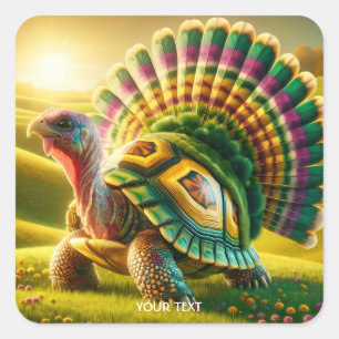 Fantasie Niedlich Türkei Turtle Mix Quadratischer Aufkleber