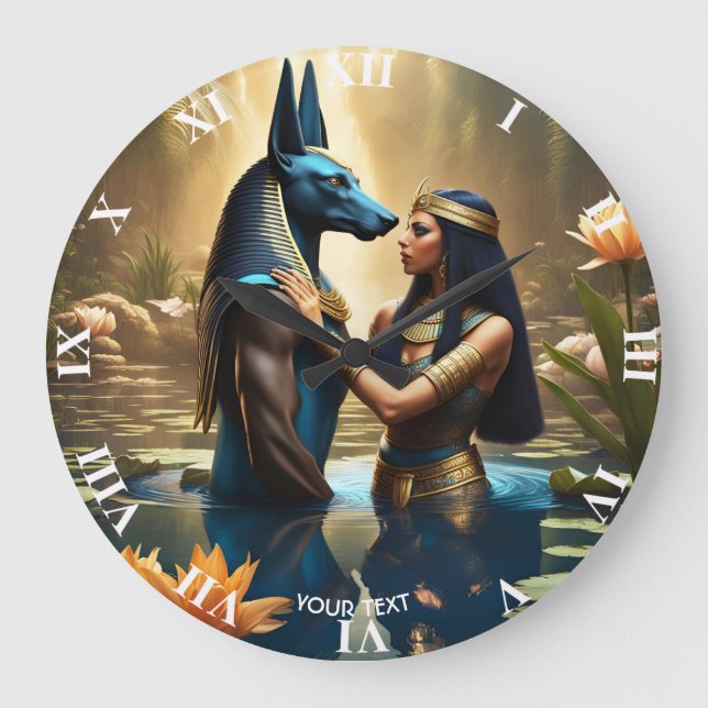 Fantasie Niedlich Vivid Ägypten Gott Frau Große Wanduhr (Vorderseite)