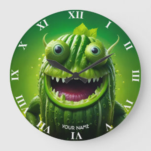 Fantasie Niedlich Vivid Cucumber Sonnige Kreatur Große Wanduhr