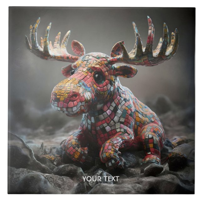 Fantasie Niedlich Wacky Mosaic Moose Fliese (Vorderseite)