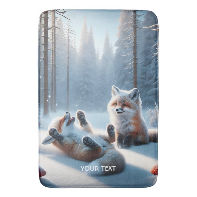 Fantasie Niedlich zwei Babyfuchs Badematte (Vorderseite Vertikal)