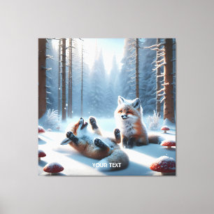 Fantasie Niedlich zwei Babyfuchs Leinwanddruck