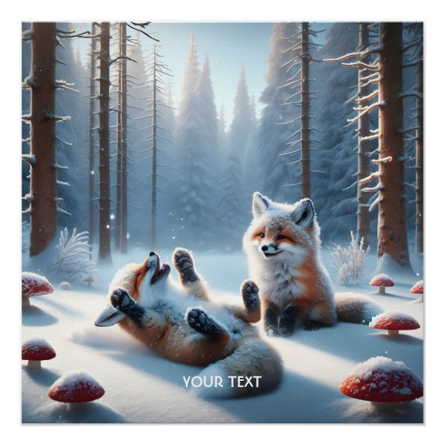 Fantasie Niedlich zwei Babyfuchs Poster (Vorderseite)