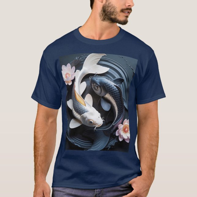 Fantasie Niedlich zwei Koi Fische T-Shirt (Vorderseite)
