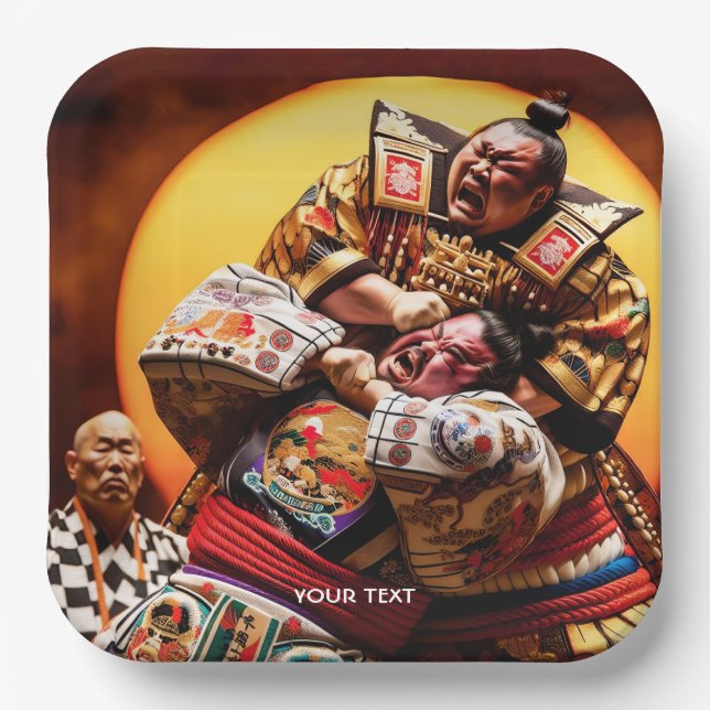 Fantasie Niedlich zwei Sumo-Kämpfer Pappteller (Vorderseite)