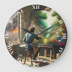 Fantasie Niedliche Blume Gedeckter Garten Große Wanduhr