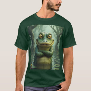 Fantasie Niedliche gry Krokodile Bäume T-Shirt