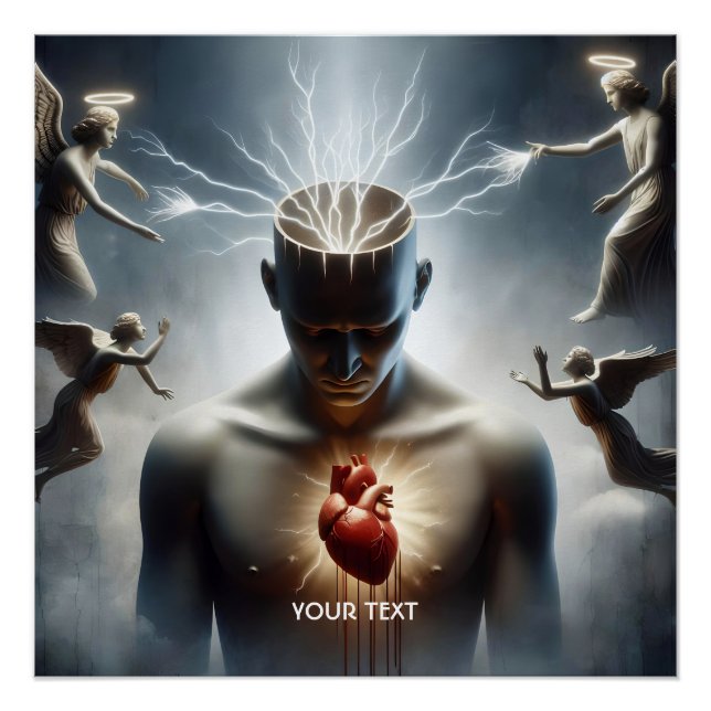 Fantasie Niedliche Hirnherz-Beleuchtung Poster (Vorderseite)