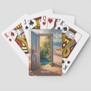 Fantasie Niedliche Holztür Wüste Spielkarten