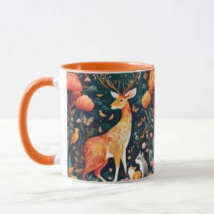 Fantasie Niedliche lebende Blume Wald Hirsch Tasse