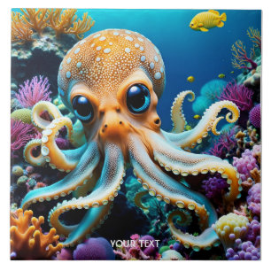 Fantasie Niedliche, lebhafte Kreaturen des Ozeans Fliese