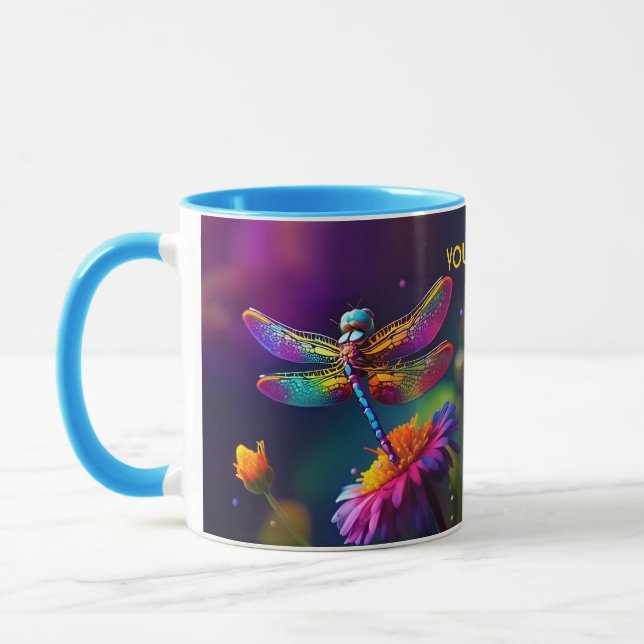 Fantasie Niedliche Libelle mit Blume Tasse (Links)