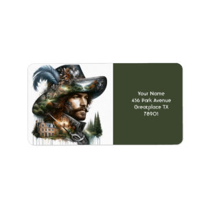 Fantasie Niedliche tapfere französische Musketeer Adressaufkleber