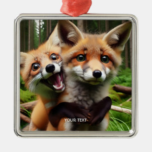 Fantasie Niedlichen Foxenwald Ornament Aus Metall