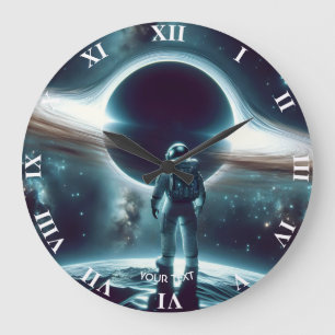 Fantasie Niedlicher Astronaut Große Wanduhr
