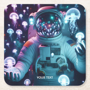 Fantasie Niedlicher Astronautenquellenraum Rechteckiger Pappuntersetzer