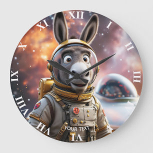 Fantasie Niedlicher Donkey Astronautenraum Große Wanduhr