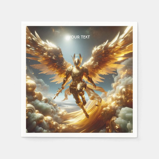 Fantasie Niedlicher Flügeldrache Krieger Serviette (Vorderseite)