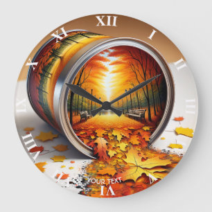 Fantasie Niedlicher Herbstbrunnen Große Wanduhr