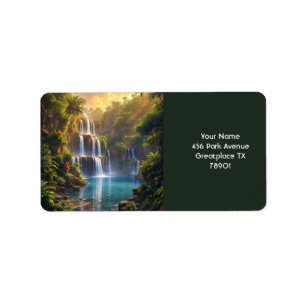 Fantasie Niedlicher Wasserfall Sonnenuntergang Dsc Adressaufkleber
