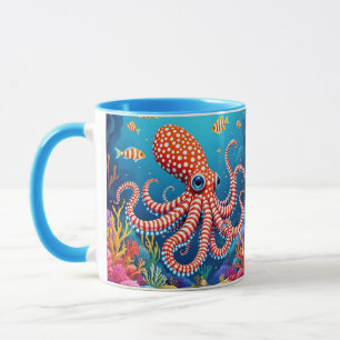 Fantasie Niedliches kariertes Oktopenmeer Tasse
