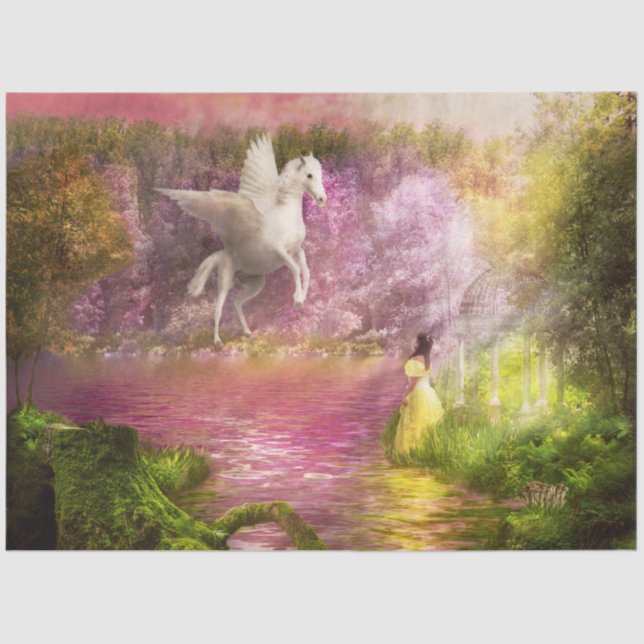 Fantasie - Pegasus - Der verzauberte Garten Seidenpapier (Vorderseite)