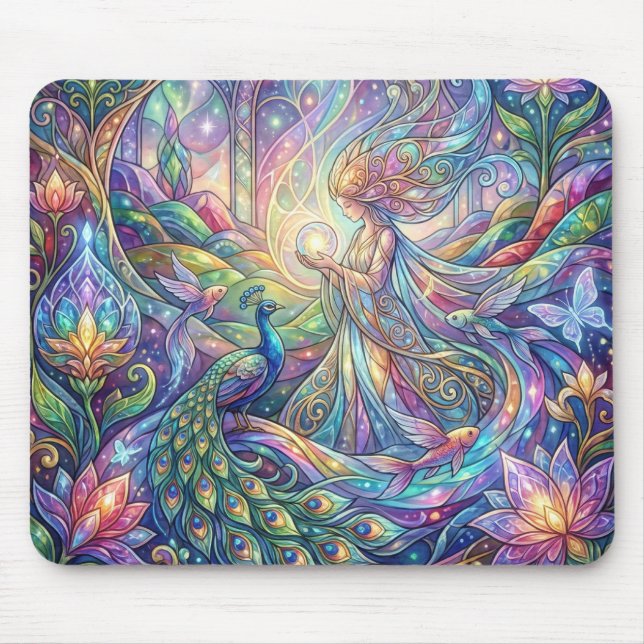 Fantasie-Pfau-Gel-Mauspad Mousepad (Vorne)